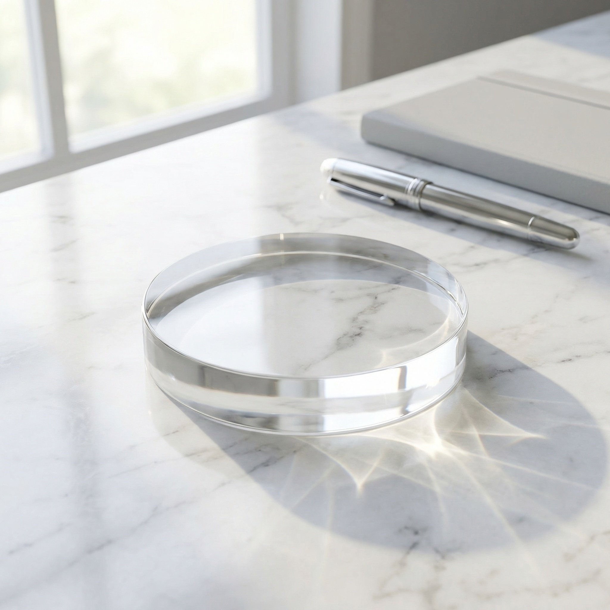 Book Weight Glass - 3.15인치 원형 투명 유리 페이퍼웨이트 크리스탈