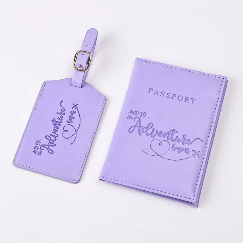Index Card Holder - 남녀공용 보라색 PU 가죽 여권 거치대,