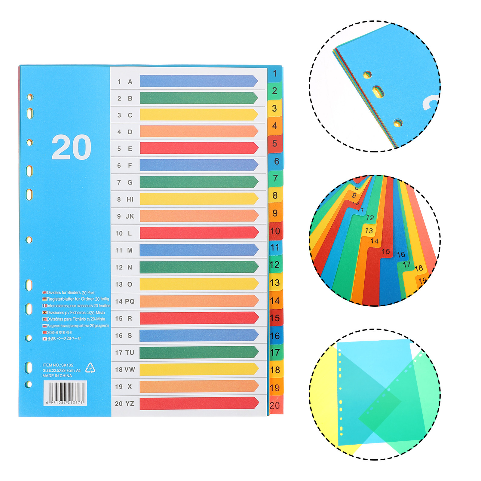 5개입 바인더 디바이더, 다채로운 플라스틱 탭, A4  - Tab Divider A4 리뷰 및 가격