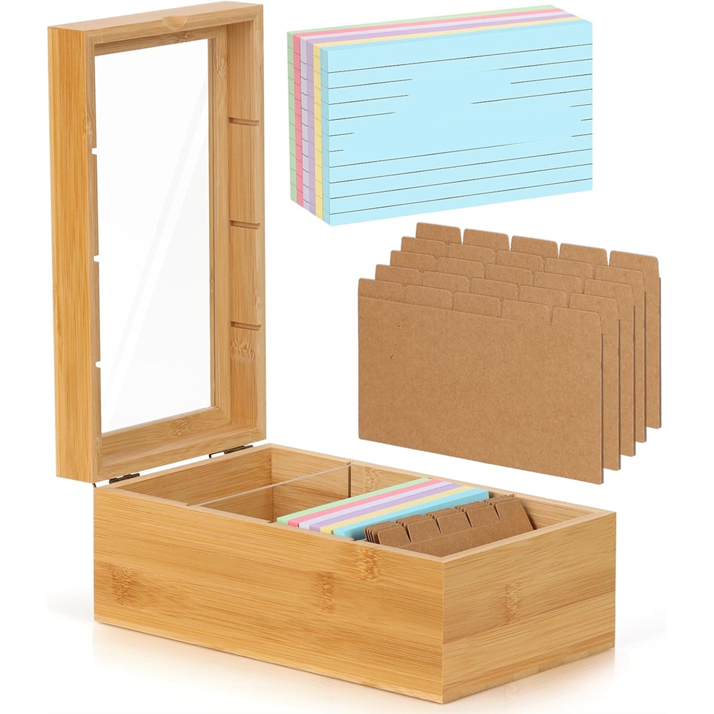 ABUA 대나무 인덱스 카드 정리함, 3x5 인덱스 카 - Card Index Box 리뷰 및 가격