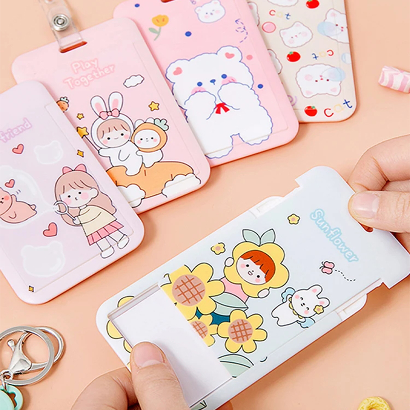 1pc 귀여운 만화 ID 카드 소지자 여성 남성 비즈니 - Index Card Holder 리뷰 및 가격