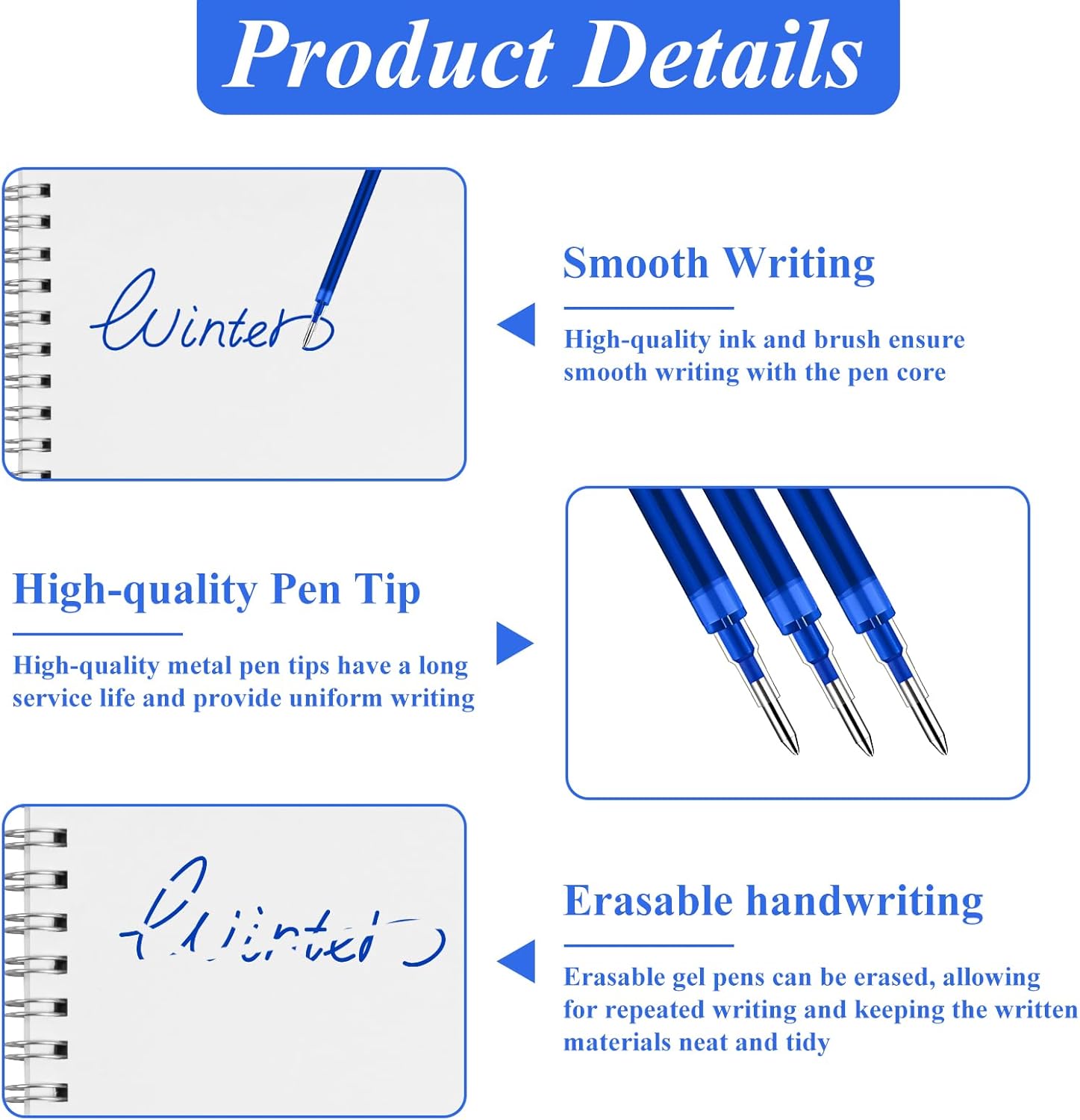 16Pcs 1.0mm 지울 수 있는 젤 잉크 펜 리필, - Correction Pen Fine 리뷰 및 가격